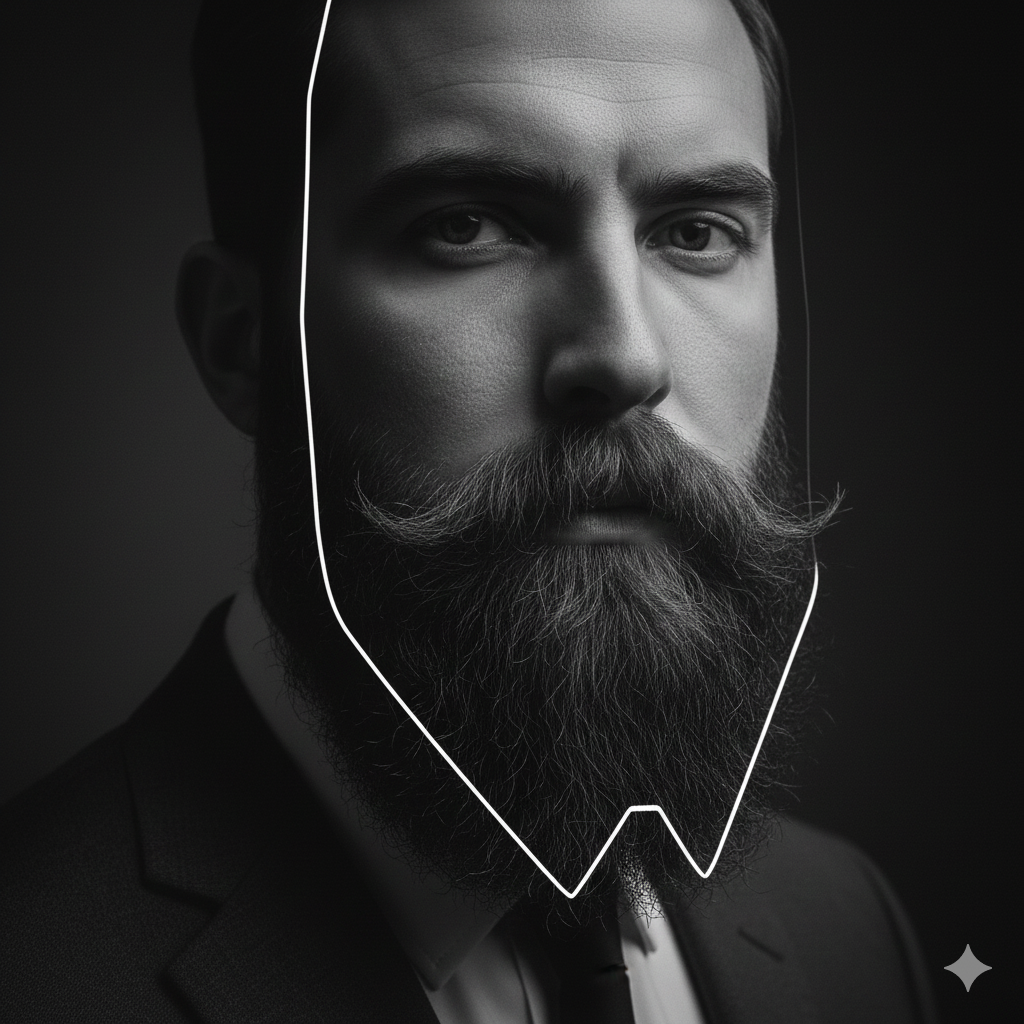 Anchor beard close-up, crisp chin shape