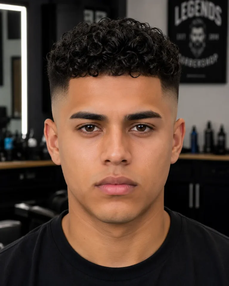 Bald Fade with Curly Top
