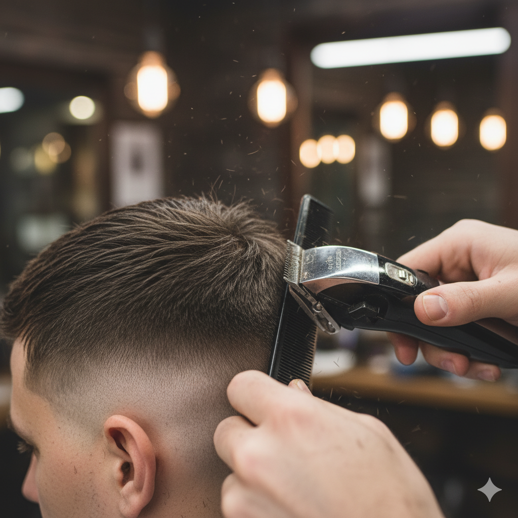 Barber maintaining an undercut fade