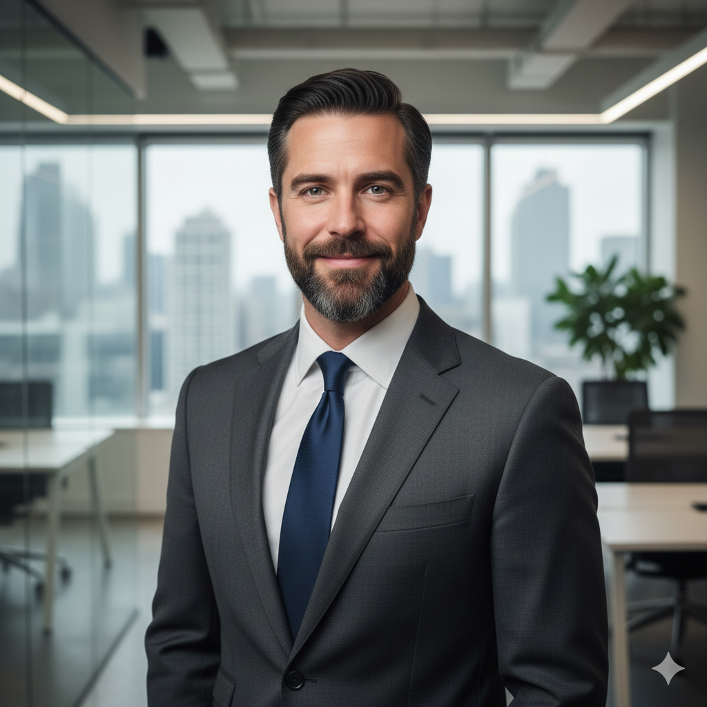 Business professional man with a corporate short beard