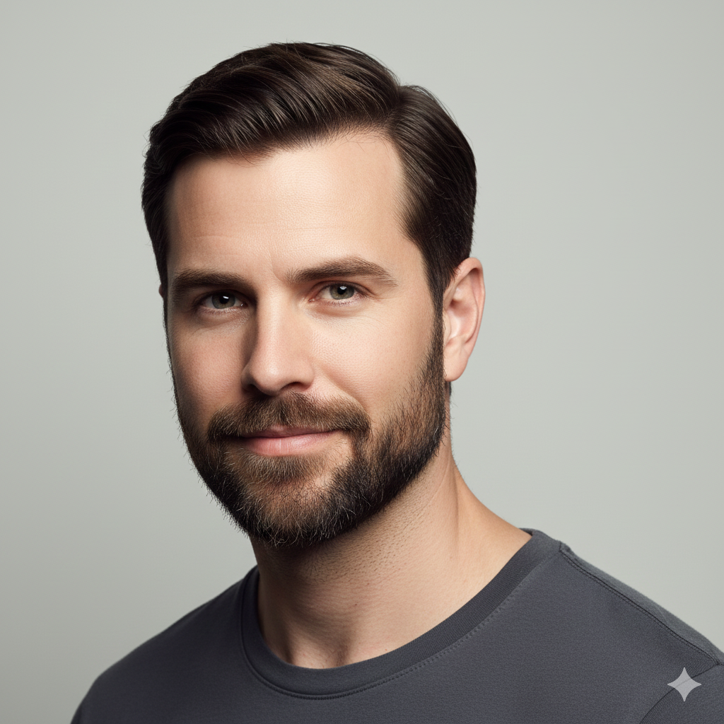 Modern man with 1–3mm stubble beard