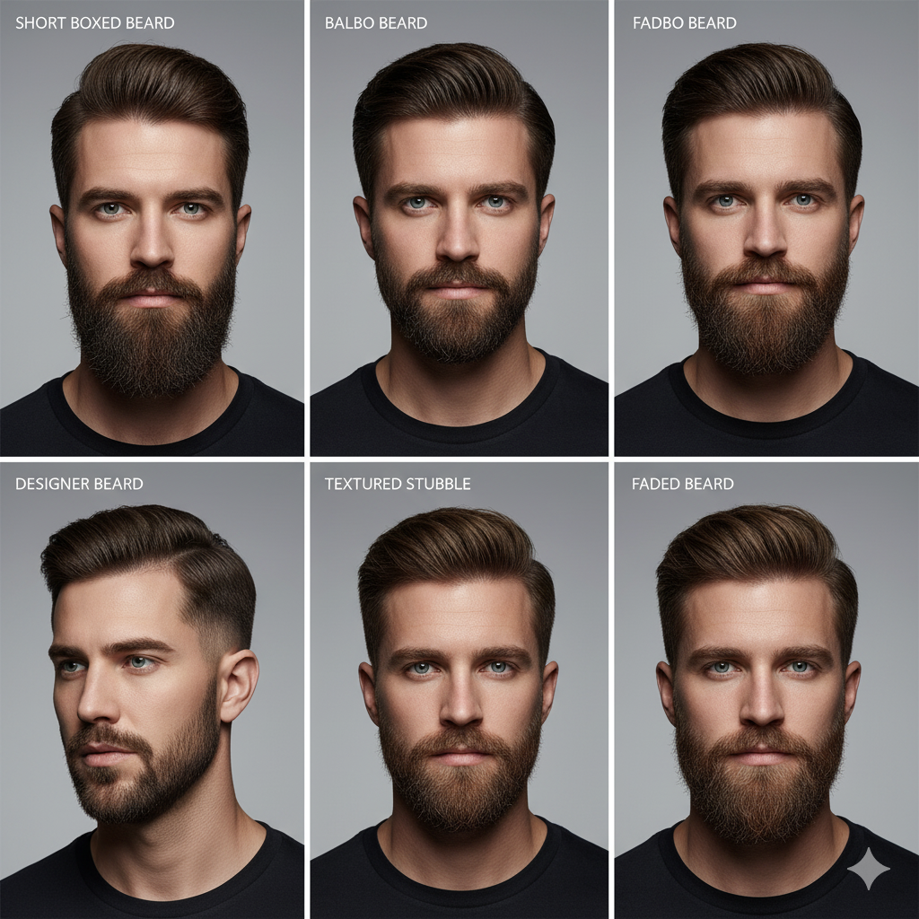 Grid layout showing various 2026 beard trends
