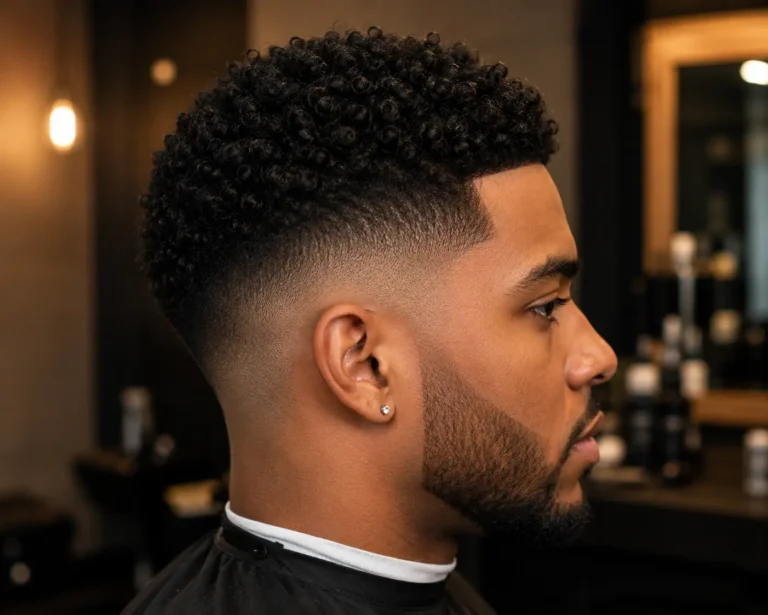 Low Fade with Natural Curls