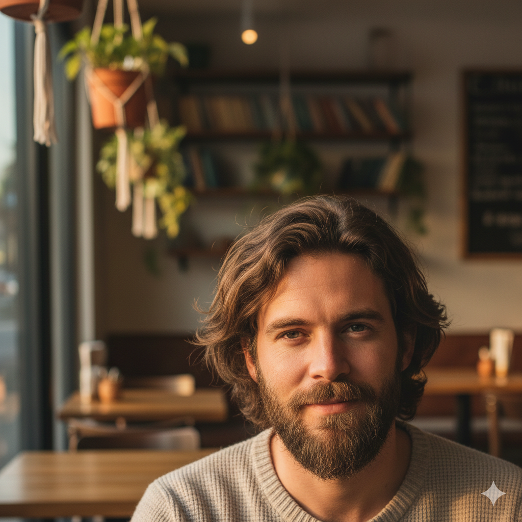 Man with medium-length wavy hair
