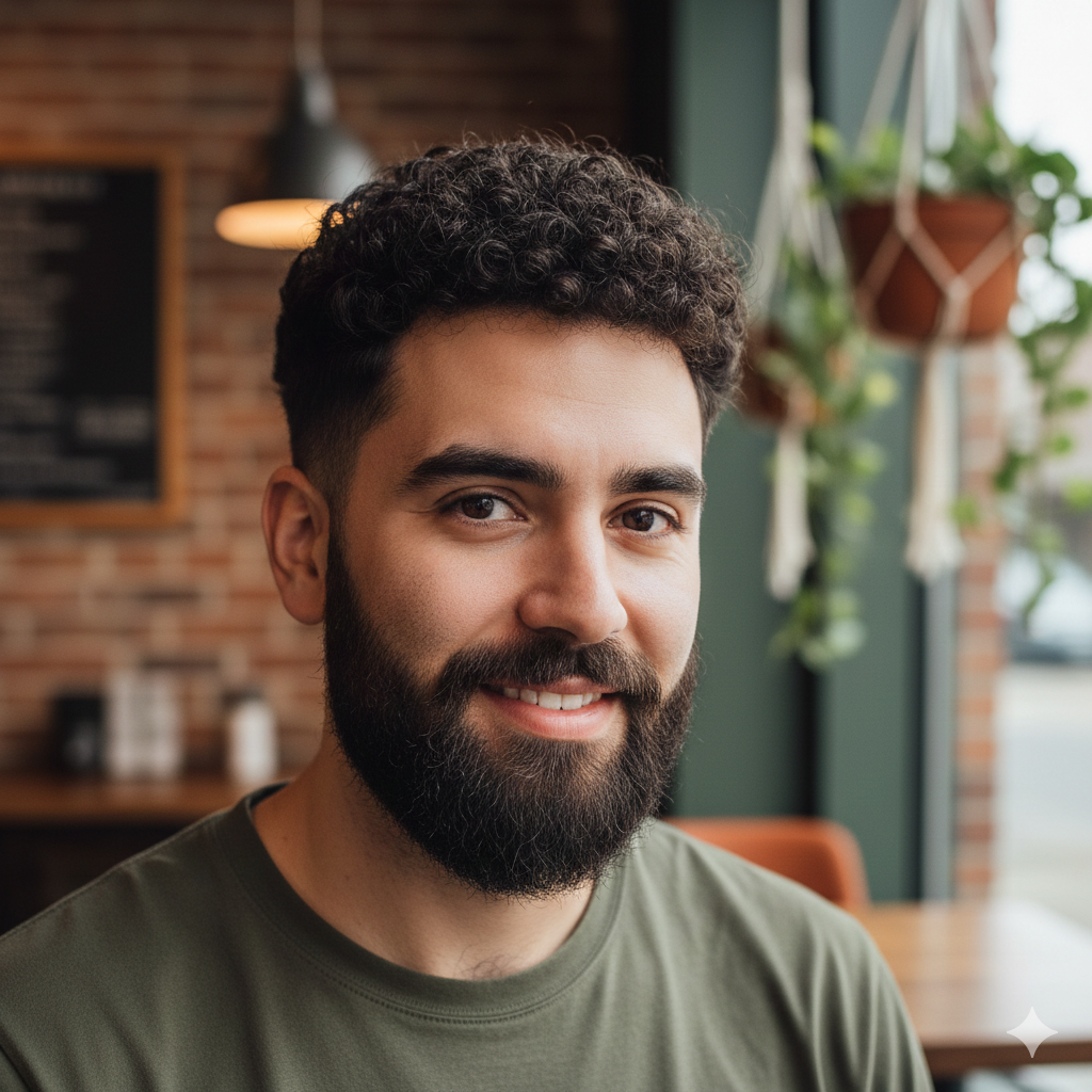 Man with natural curly fade haircut