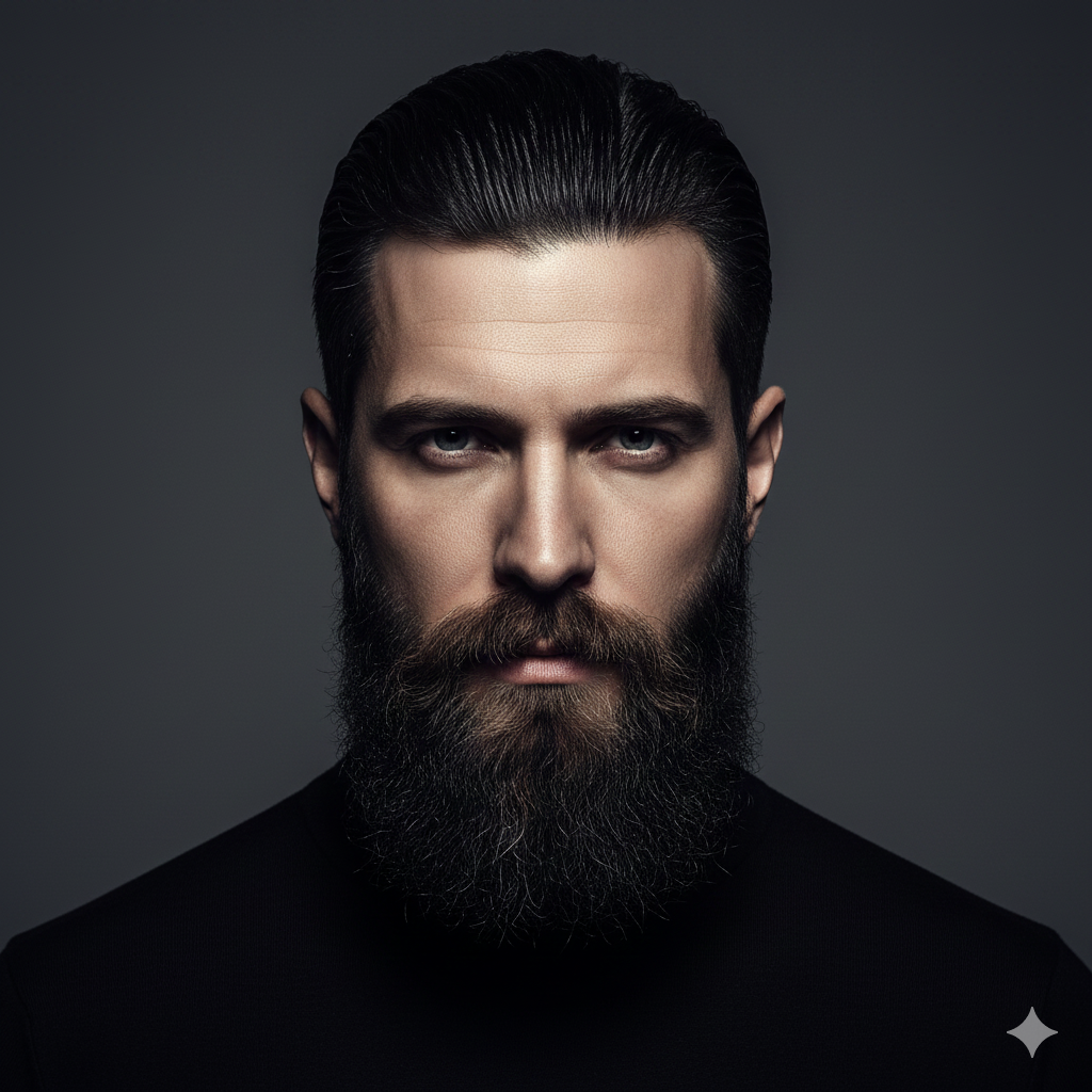 Man with sleek slick-back hair