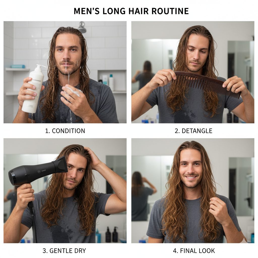 Men’s long hair maintenance