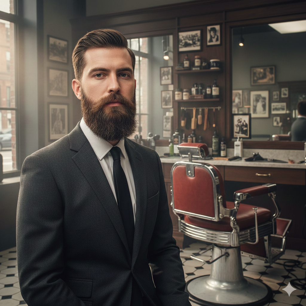 Male model with a clean circle beard