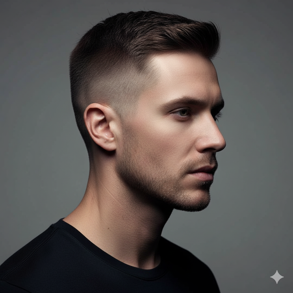 Fade haircut for men with clean sides