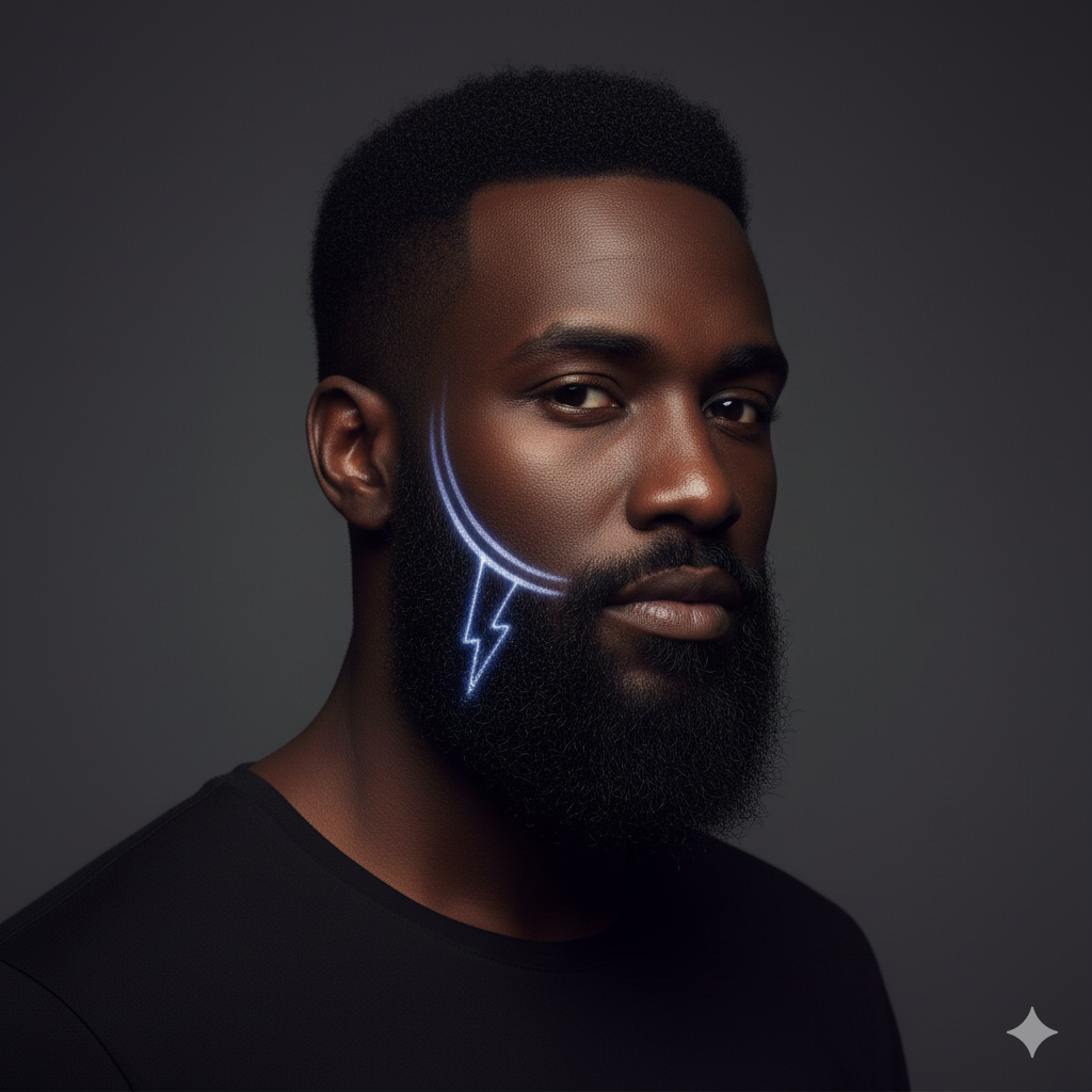 “jawline lightning beard etching