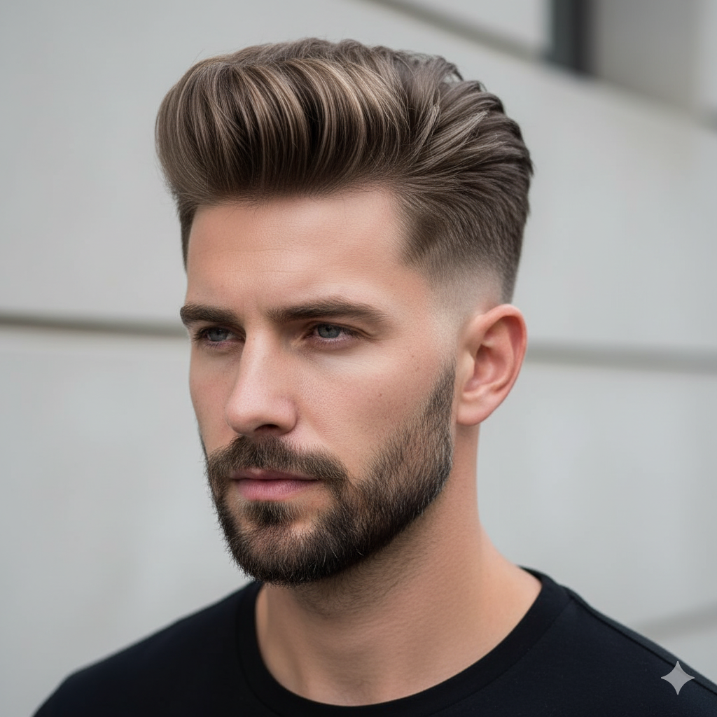 Quiff Fade + Stubble Beard