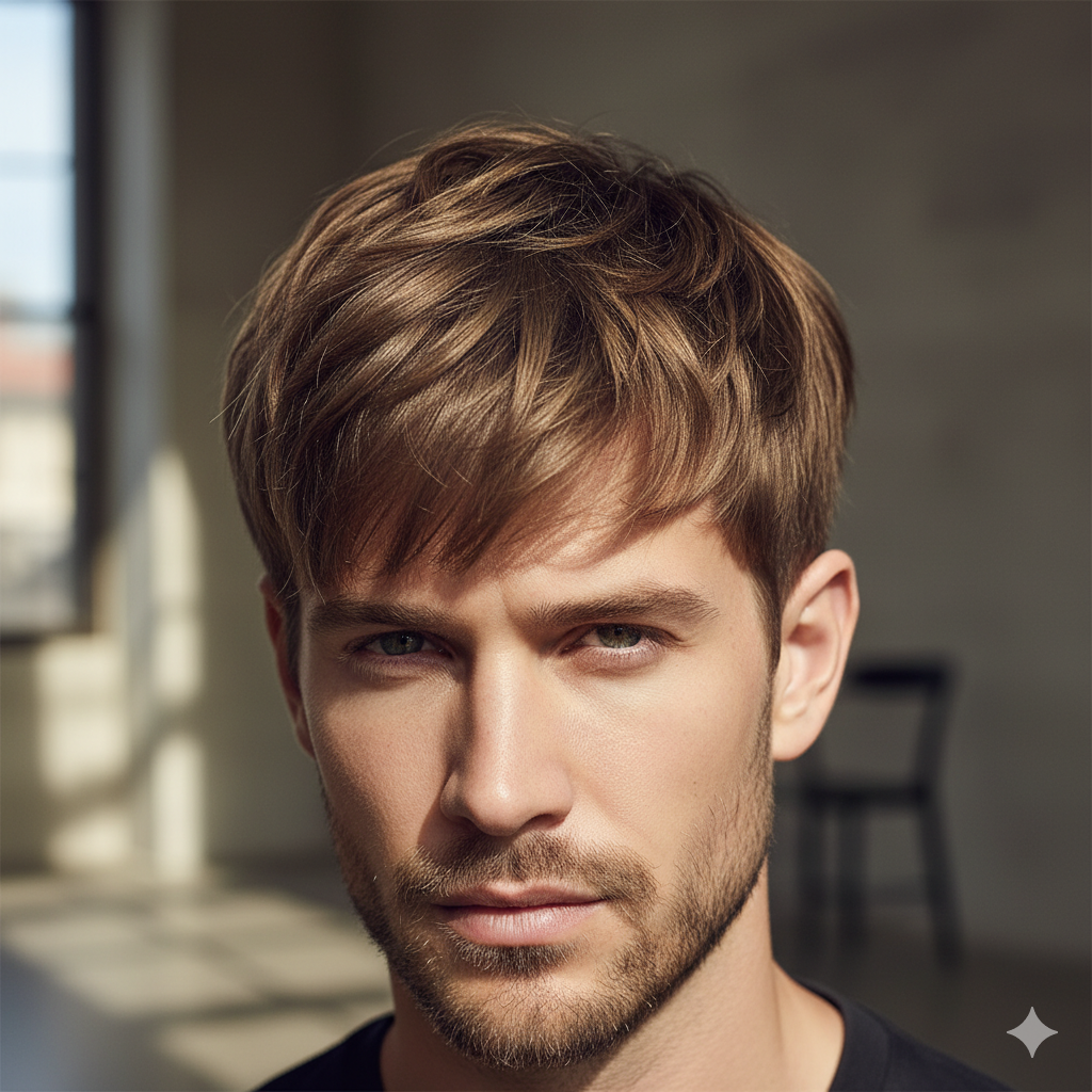 Textured fringe haircut,