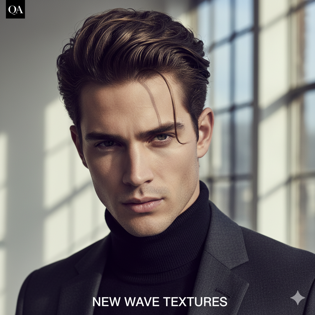 A textured slick back hairstyle