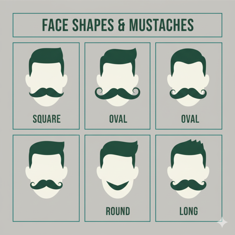 A clean infographic showing male face shapes