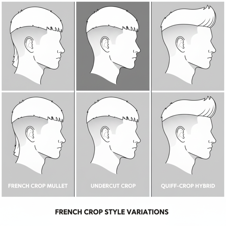 A collage featuring the 'French Crop Mullet.