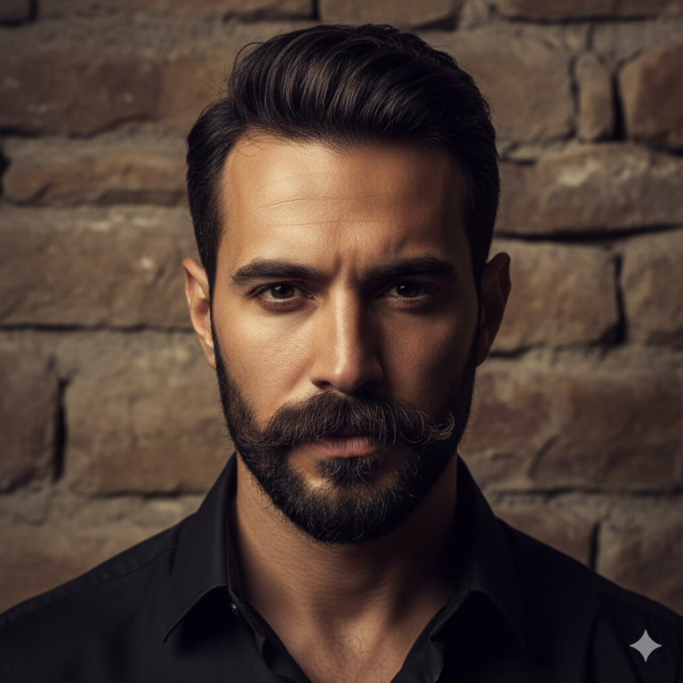 A man of Middle Eastern ethnicity with a full dark mustache