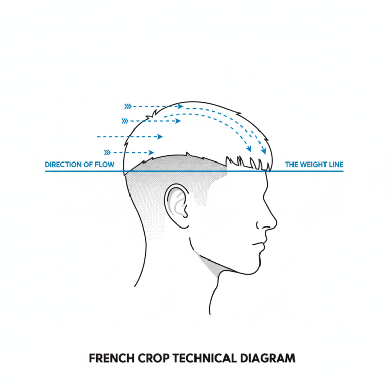 A technical diagram of a French Crop showing the 'Direction of Flow' arrows pointing forward.
