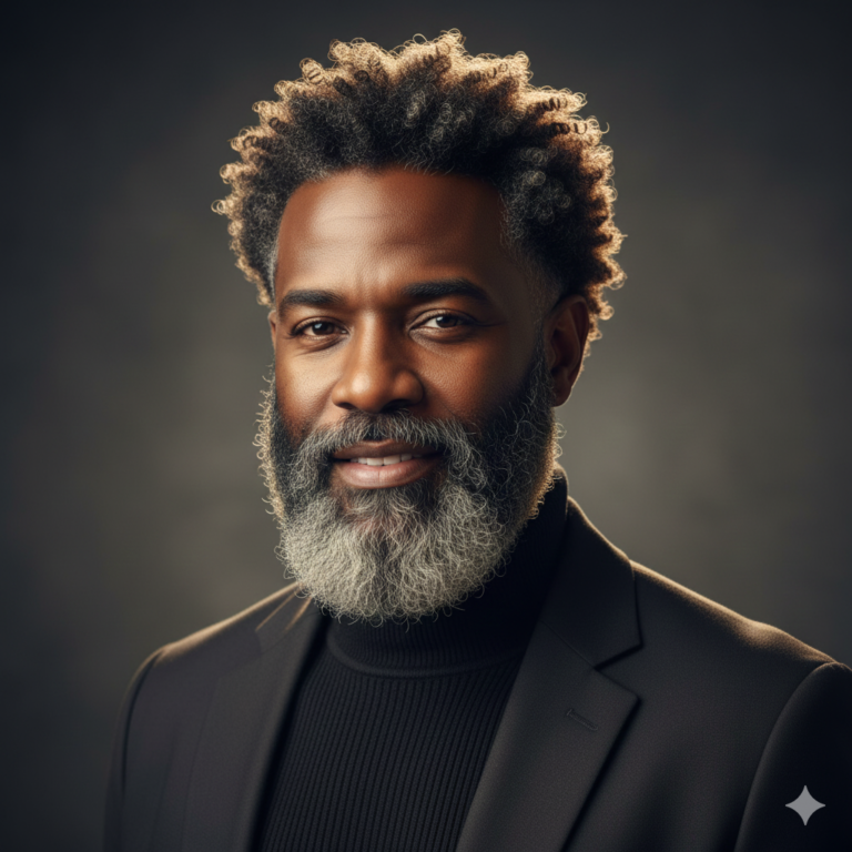 Black man with salt-and-pepper beard