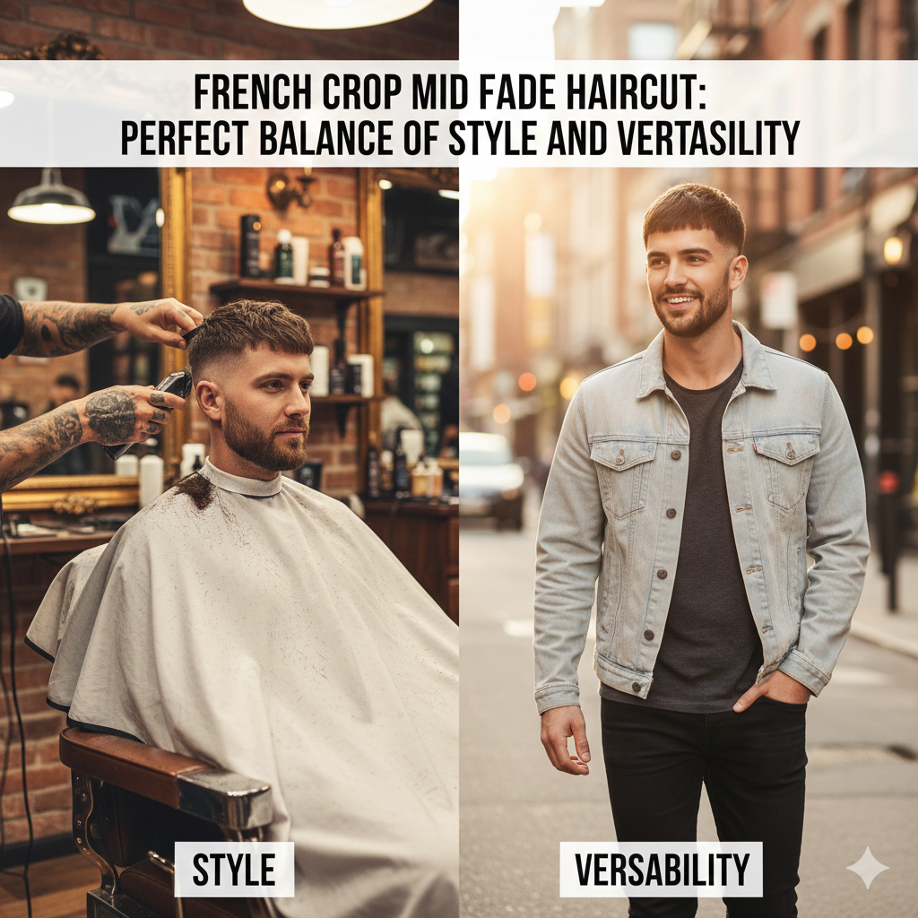 French Crop Mid Fade Haircut.