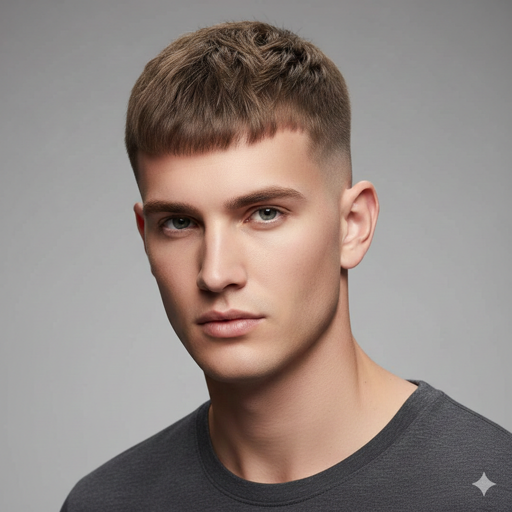 French crop skin fade haircut.