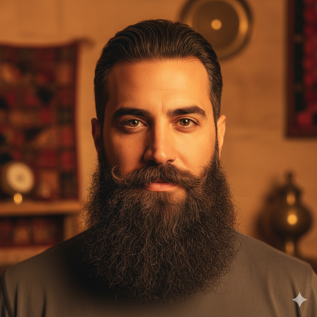 Middle Eastern man with a thick full beard
