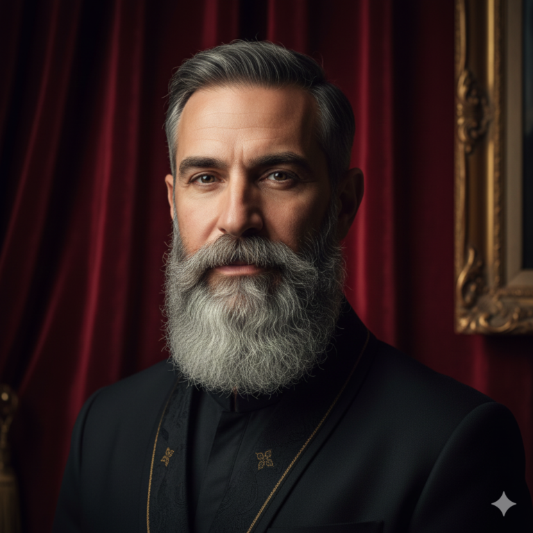 Middle Eastern man with full grey beard