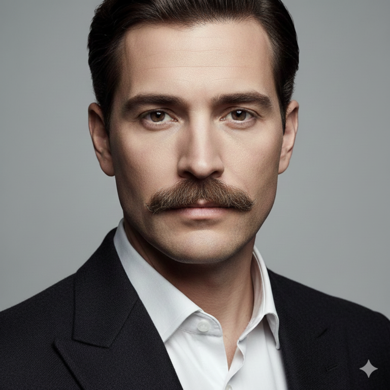 photo of a man with a classic Lampshade mustache