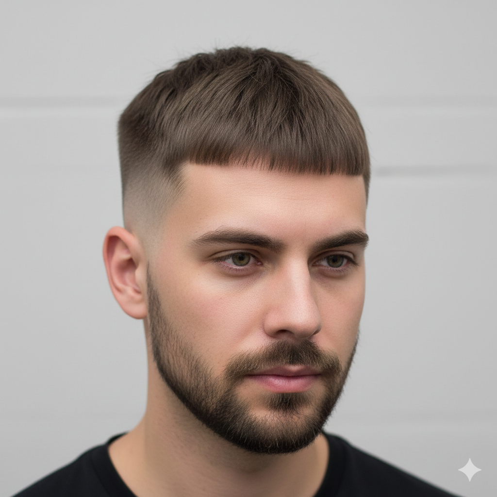 A modern French crop with high fade.