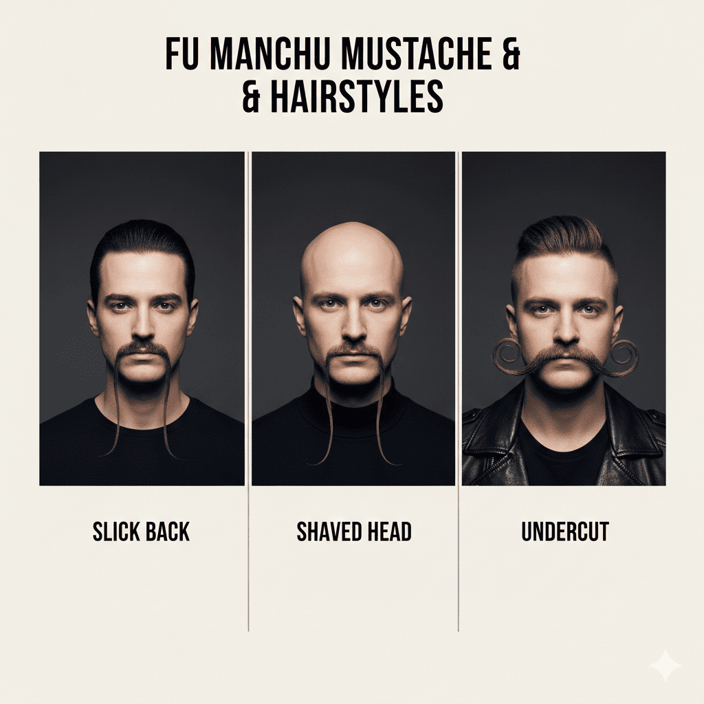 “Editorial collage showing Fu Manchu mustache