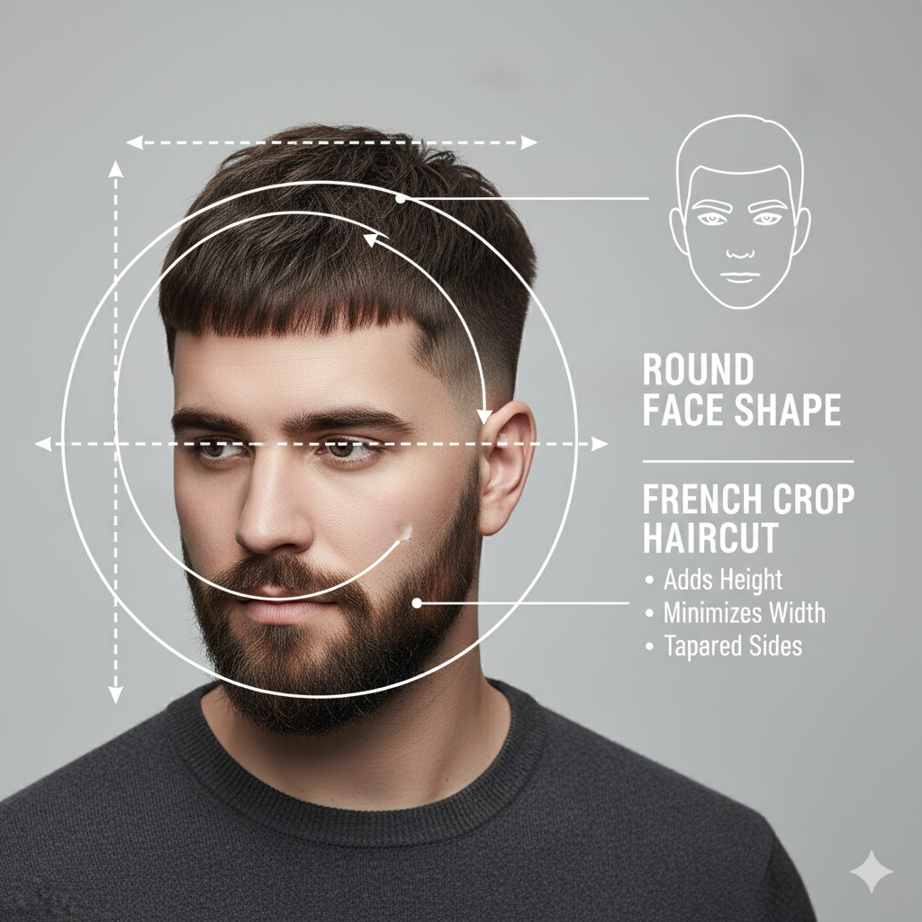 Educational visual showing round face shape.