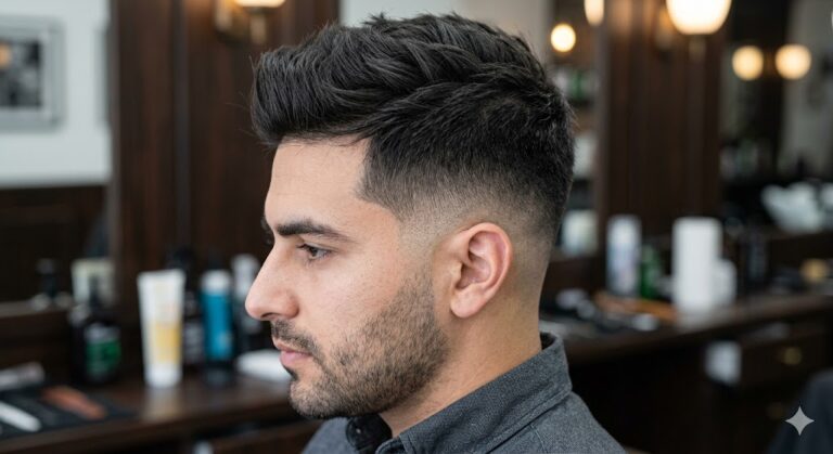 Close-up side view showing a perfect skin taper