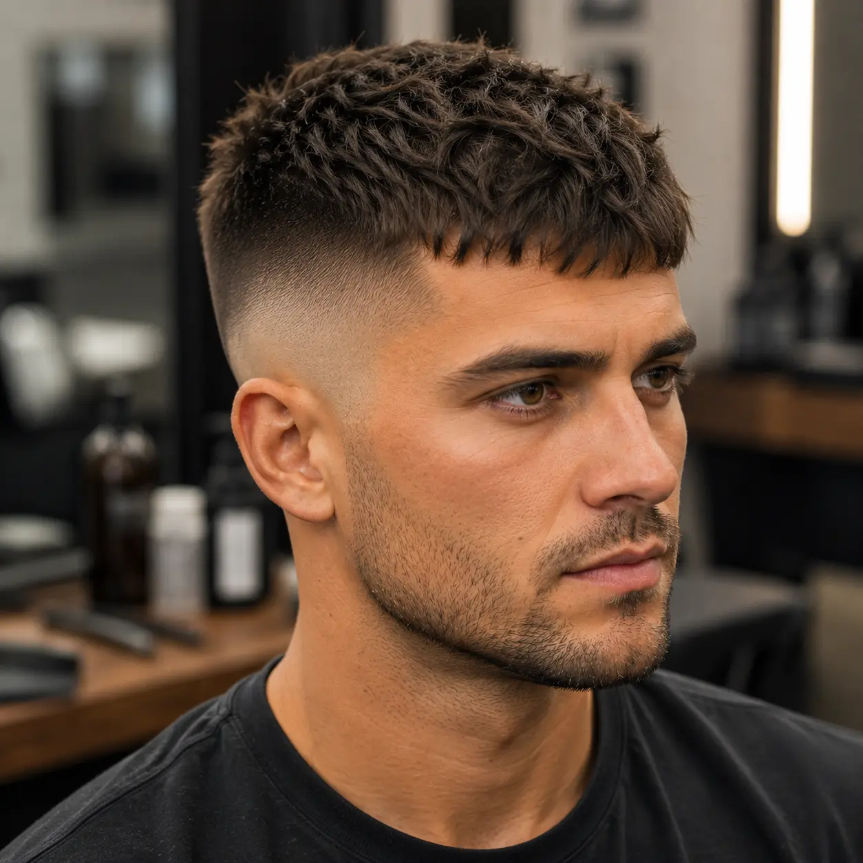 Man with a textured crop and high skin fade