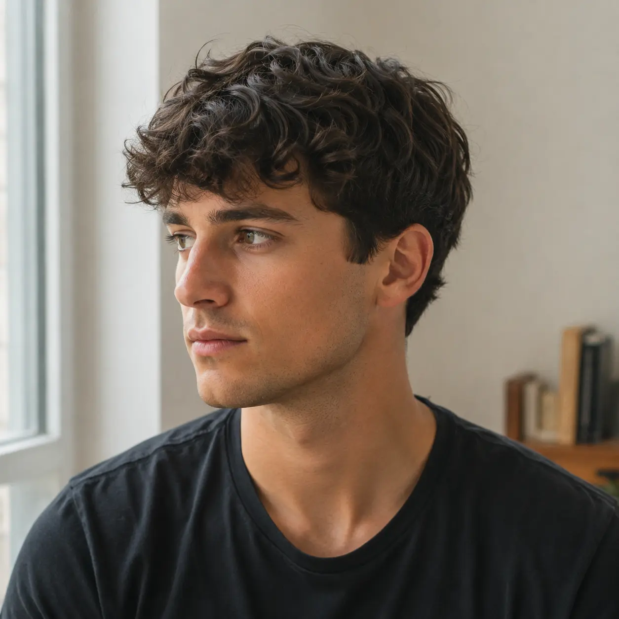 Man with natural wavy hair