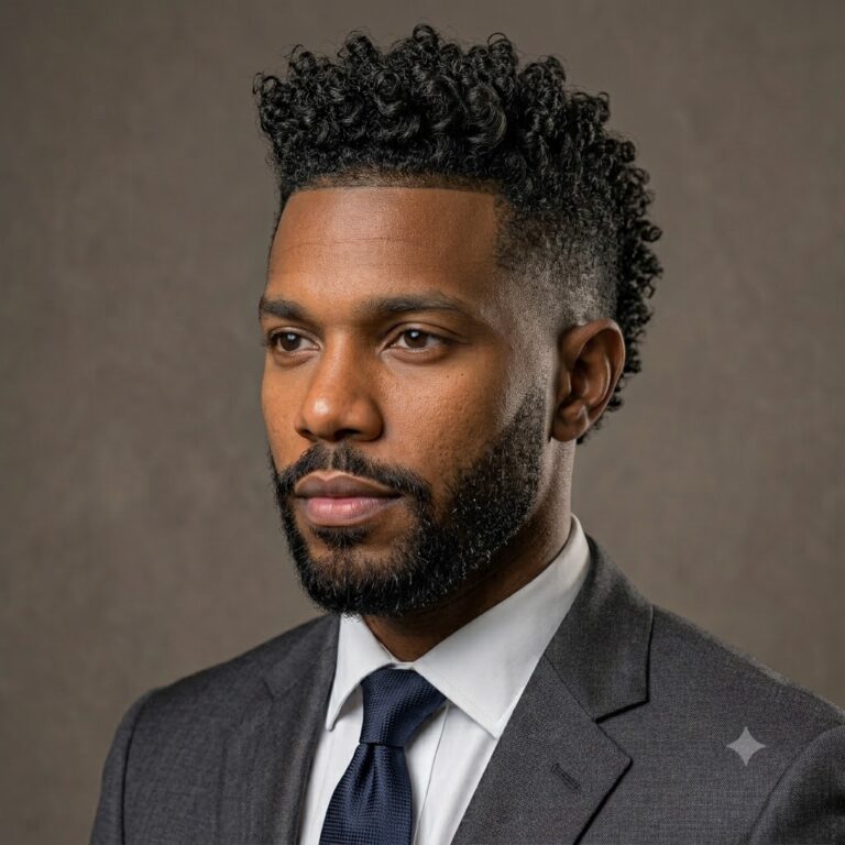 Faux hawk curly hairstyle for men.
