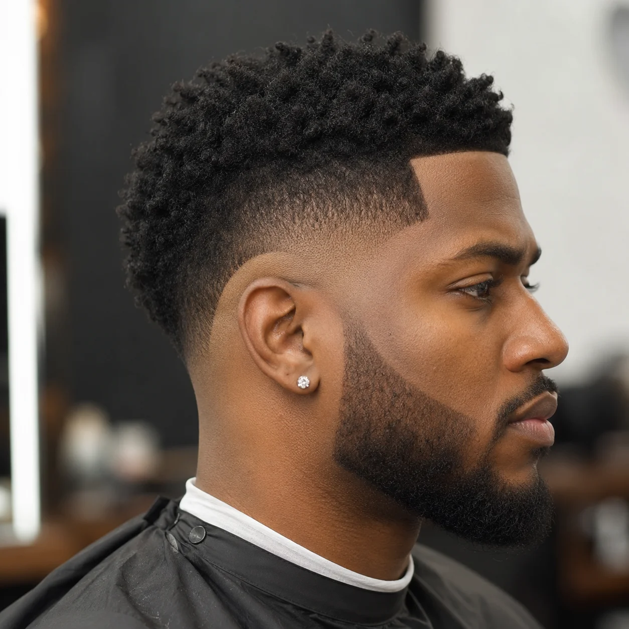 Burst Fade Black Men Hairstyles for Short Hair