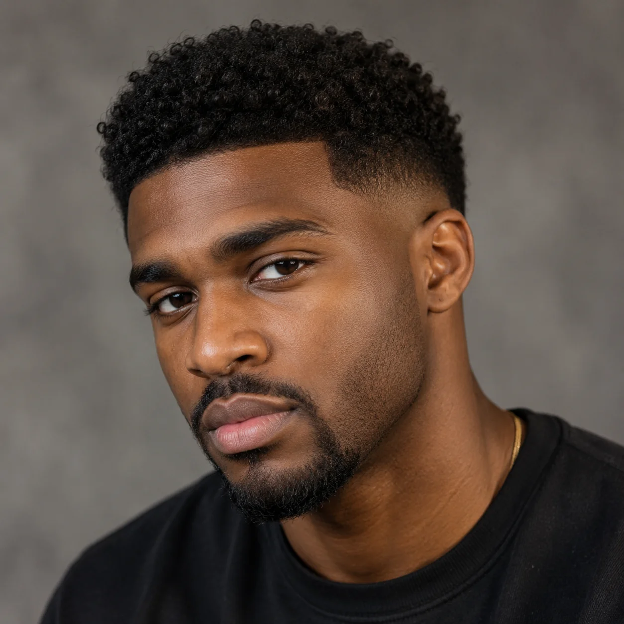 Curly Top Fade Black Men Hairstyles for Short Hair