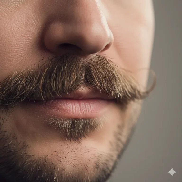 A clean, close-up portrait of a man’s upper–lip
