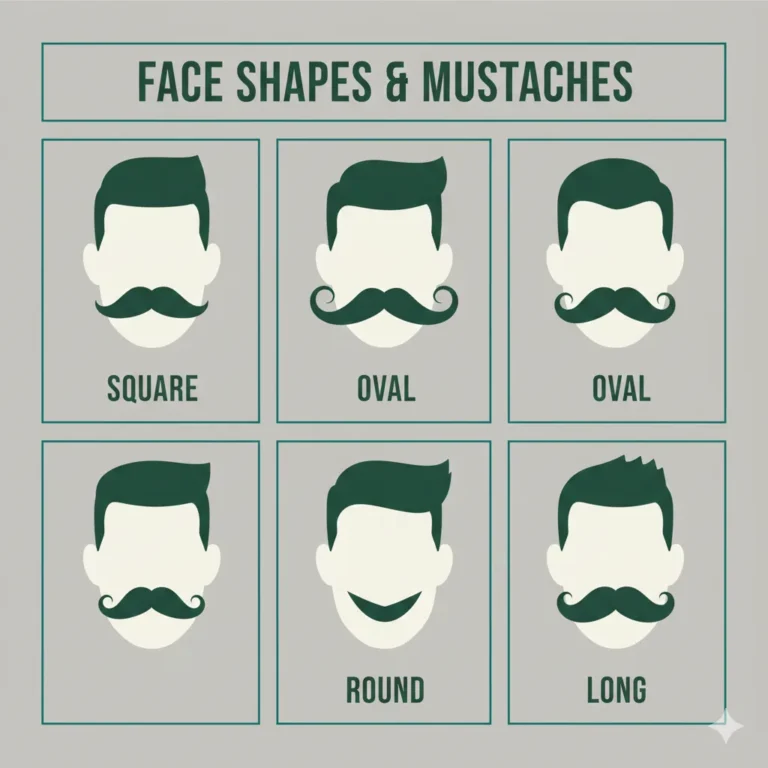 A clean infographic showing male face shapes