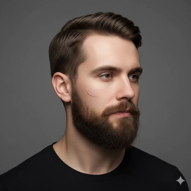 A clean short beard