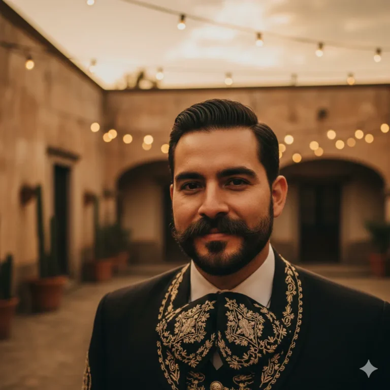 A man of Mexican heritage with a bold, traditional mustache style