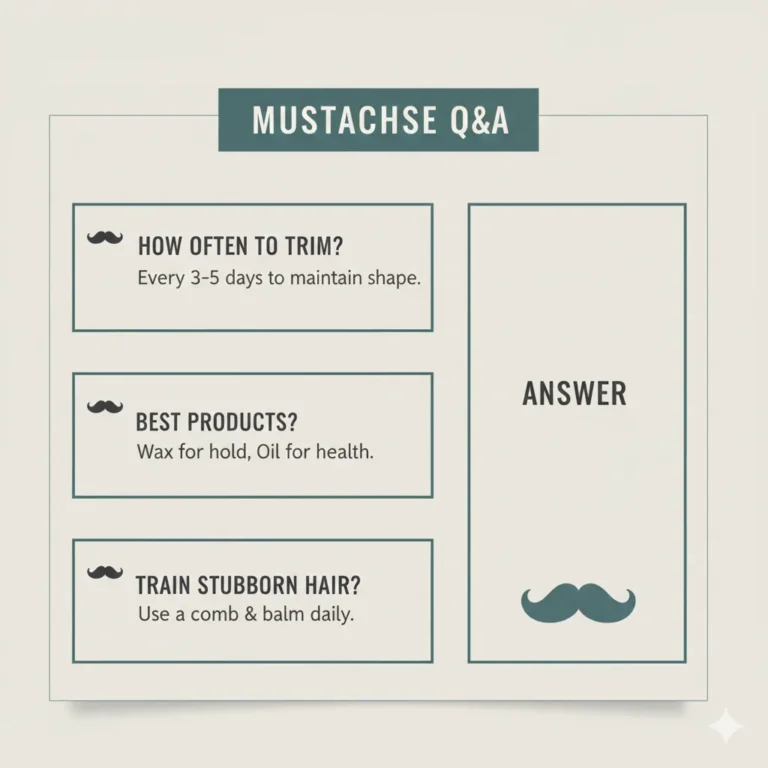 A simple Q&A style graphic with mustache icons