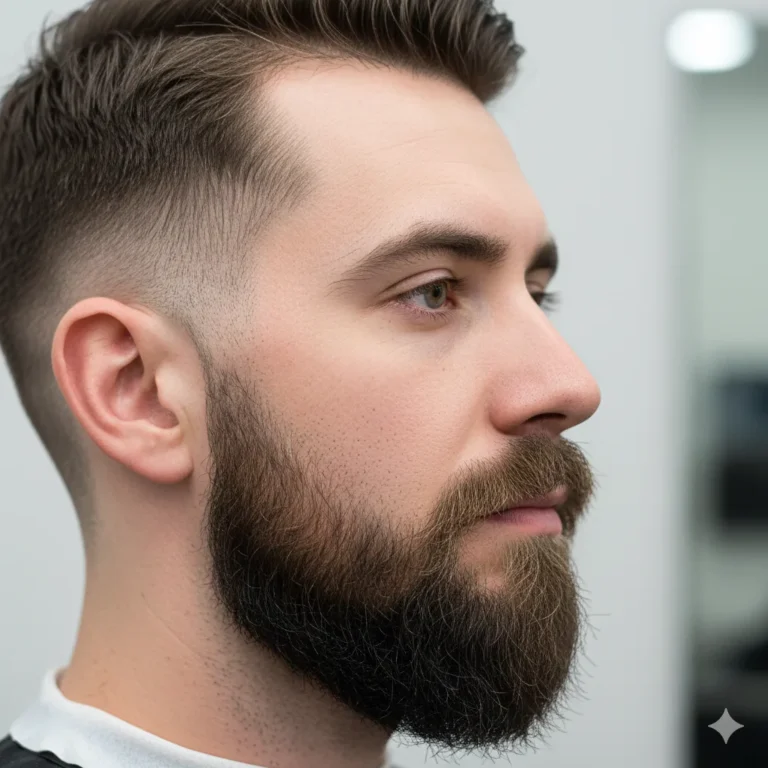 Close up of beard cheek fade for patchy growth