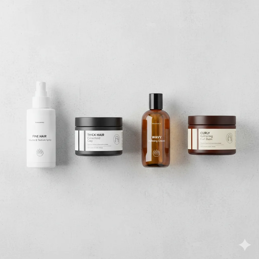 Close up of different hair products