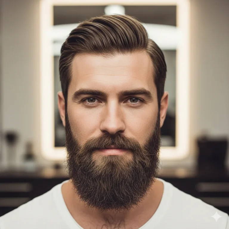 Man with a widened beard jawline