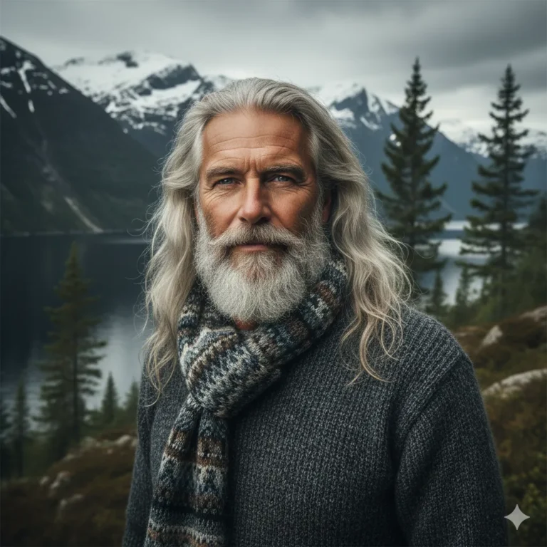 Man with long silver hair
