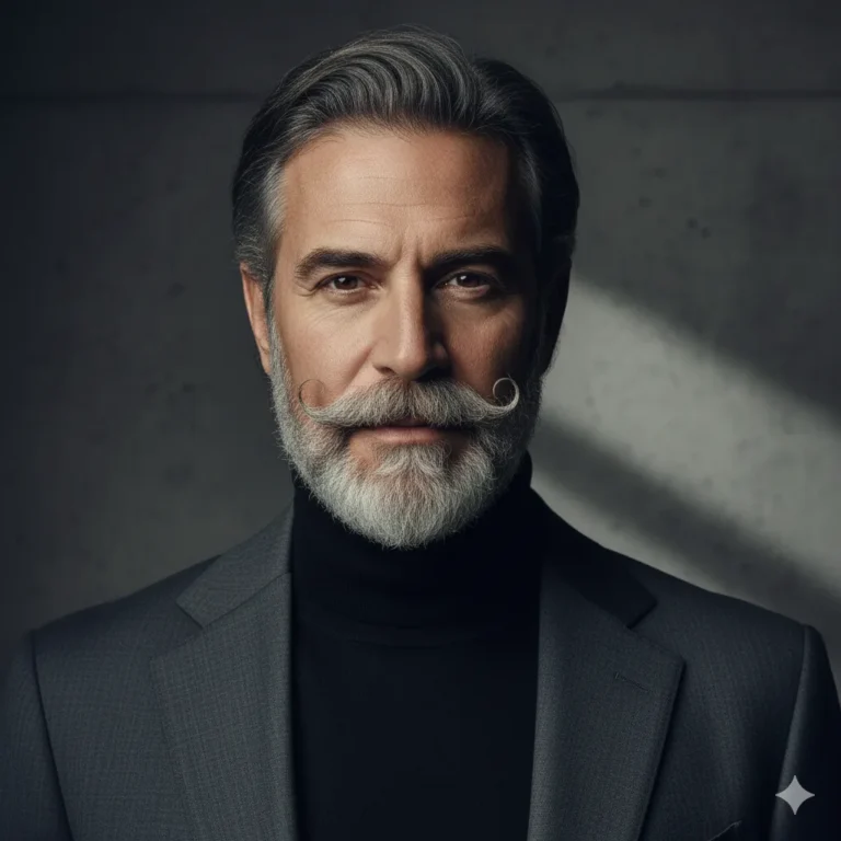 Man with silver Van Dyke beard