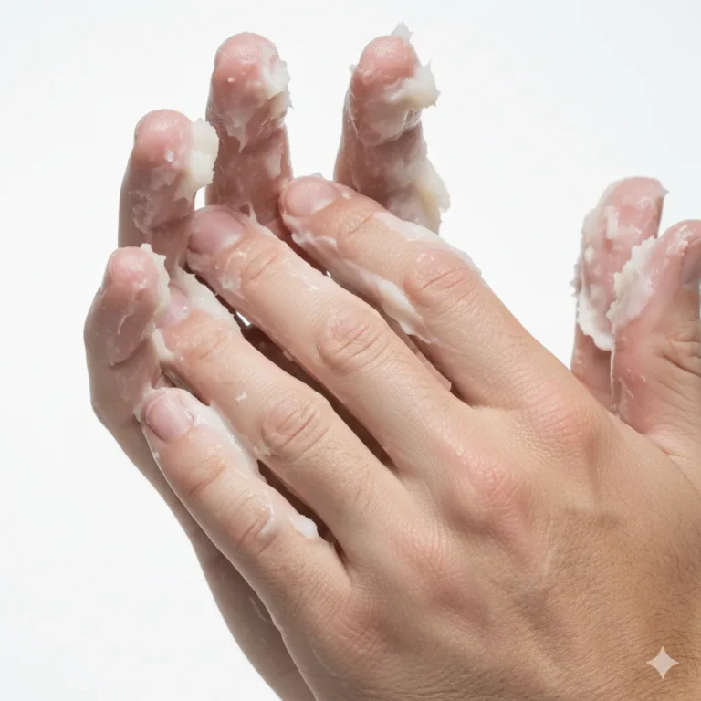 Over-application of beard balm on fingers
