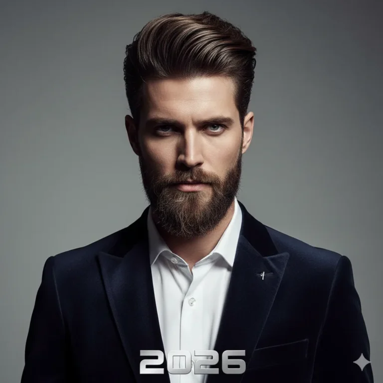 Pompadour + Long Stubble Beard (Classic + Modern Fusion)
