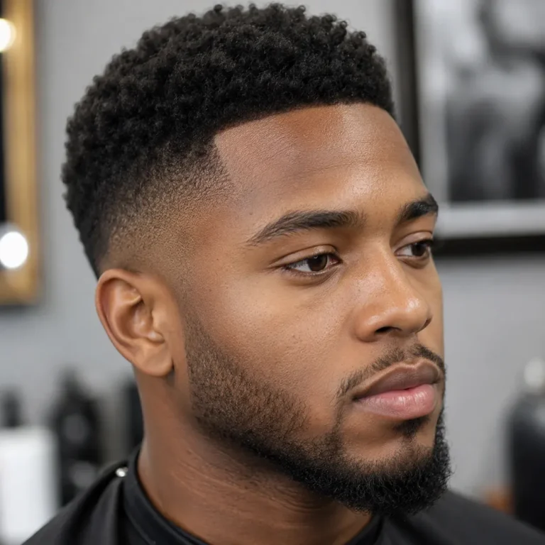 Temple fade with a short afro, faded only at the temples