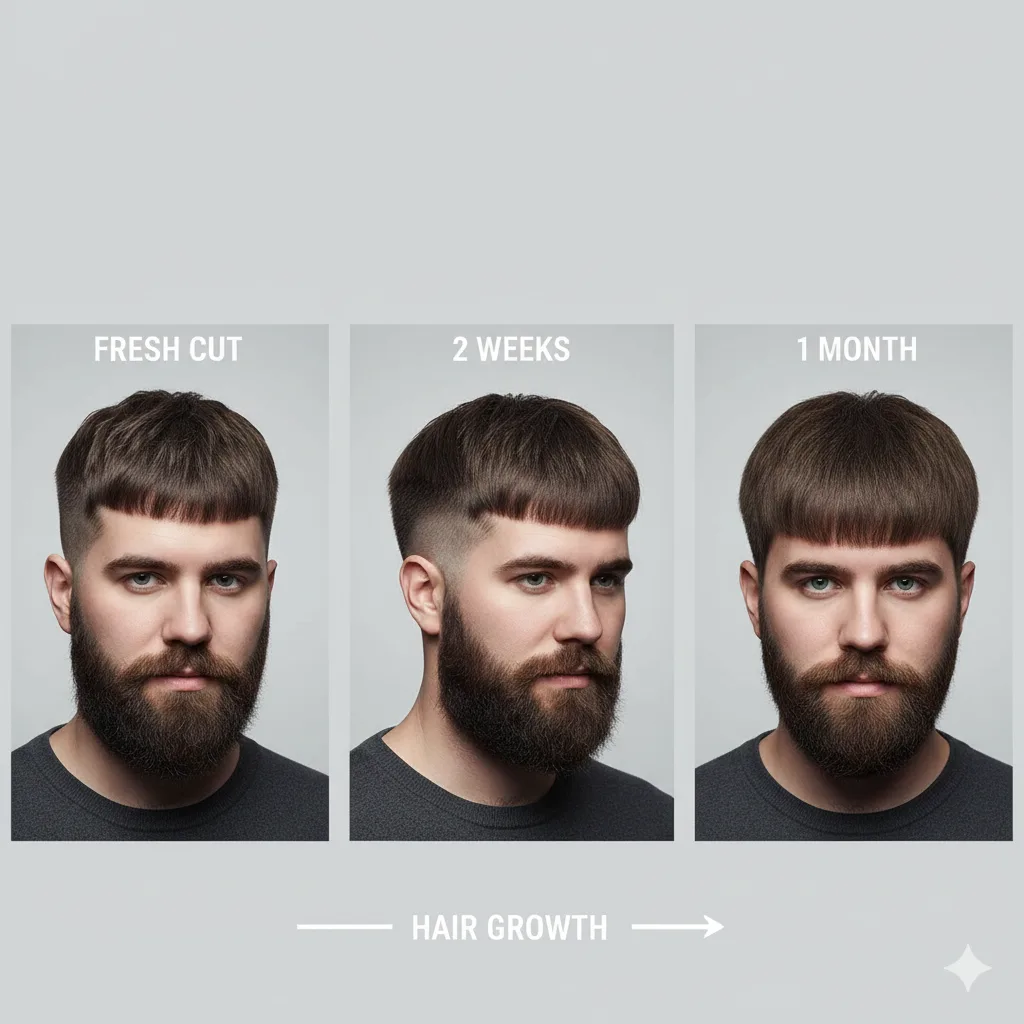 Timeline image showing French crop haircut